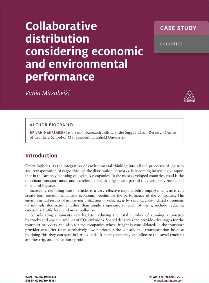 Case Study: Collaborative Distribution Considering Economic and Environmental Performance 1st Edition